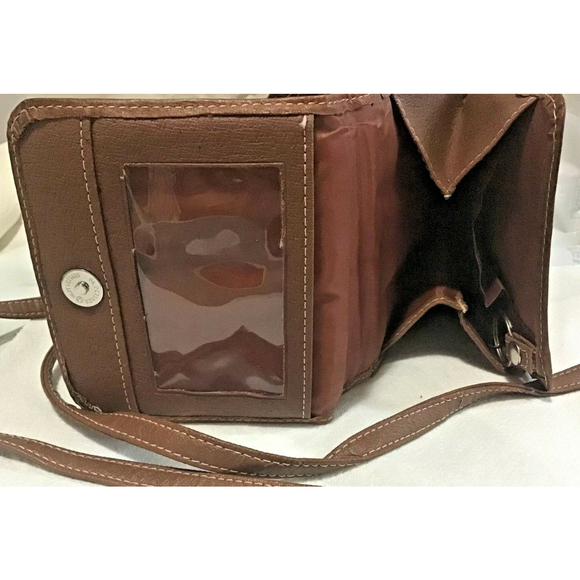 NO BRAND Brown LEATHER PURSE WITH LONG SHOULDER STRAP ( OKPTA1519426 ON SNAP) - Picture 3 of 10